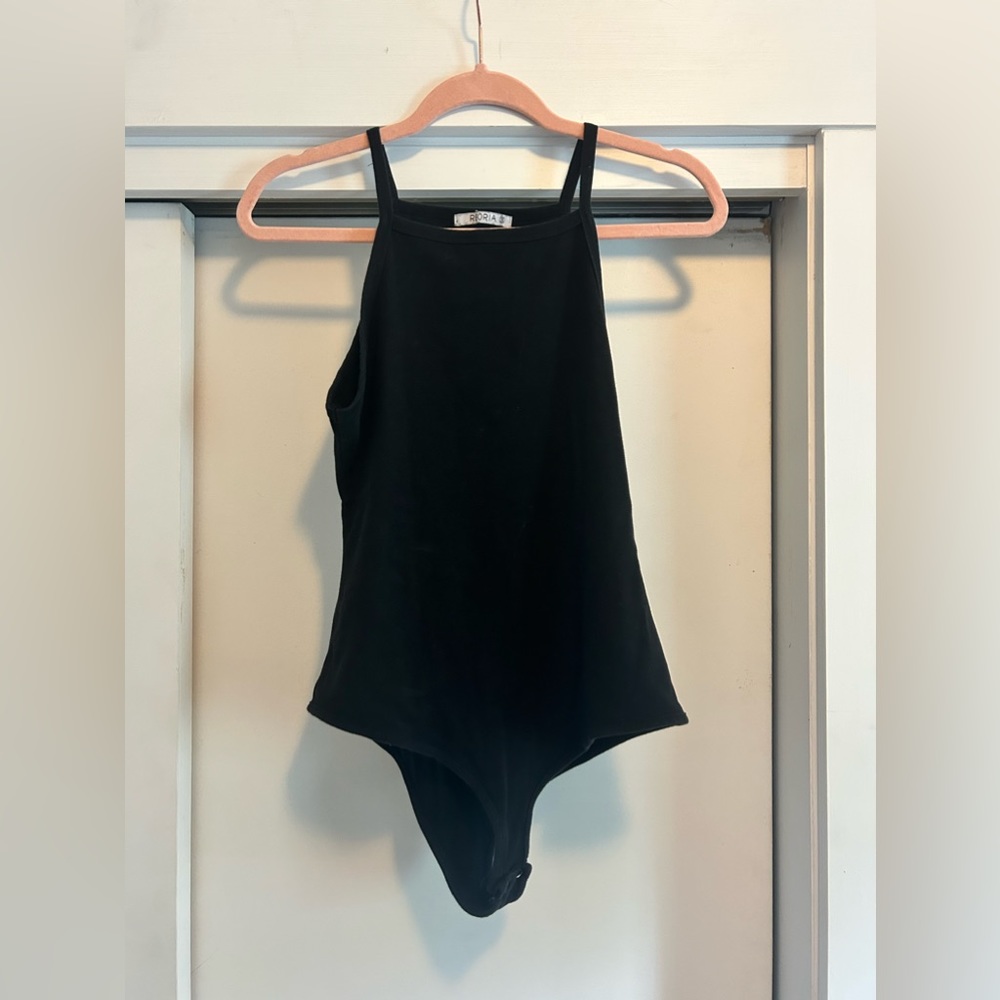 High neck black bodysuit